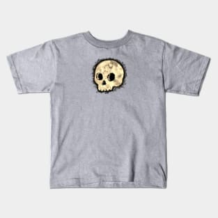 Sepia Dotted Halftone Cute Cartoon Skull Watercolor With Paint Splash Kids T-Shirt